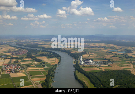 Nuclear Power Plant Biblis, Luftaufnahme, Hessen, Deutschland, Europa Stockfoto