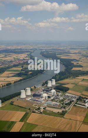 Nuclear Power Plant Biblis, Luftaufnahme, Hessen, Deutschland, Europa Stockfoto