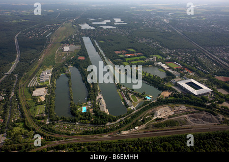 Luftaufnahme, Regattastrecke, parallelen Kanal, Wedau, Duisburg, Ruhrgebiet, Nordrhein-Westfalen, Deutschland, Europa Stockfoto