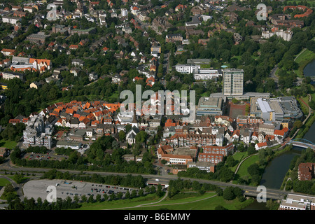 Luftaufnahme, Altstadt, Rathaus, Lippe, Lünen, Ruhrgebiet, Nordrhein-Westfalen, Deutschland, Europa Stockfoto