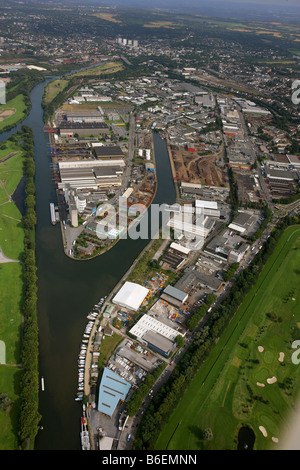 Luftbild, Hafen, Ruhr, Mülheim, Ruhrgebiet, Nordrhein-Westfalen, Deutschland, Europa Stockfoto