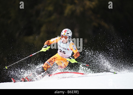 CRANS-MONTANA-Schweiz 09 MAR 08 DESFORGES Emilie Canada im Wettbewerb in der Audi FIS Alpine Ski World Cup Stockfoto