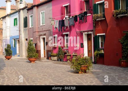 Typischen bunten Häusern in Burano, Venedig, Venecia, Italien, Europa Stockfoto