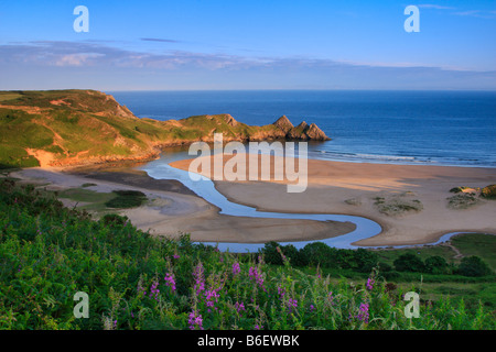 Drei Klippen Bucht, Halbinsel Gower, Wales Stockfoto