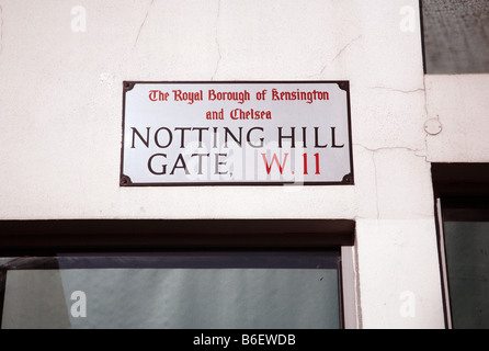 Straßenschild, Notting Hill Gate, London Stockfoto