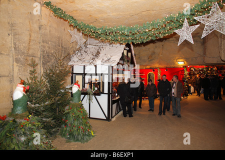 Weihnachtsmarkt in Stadt Höhle, Valkenburg, Niederlande, Europa Stockfoto