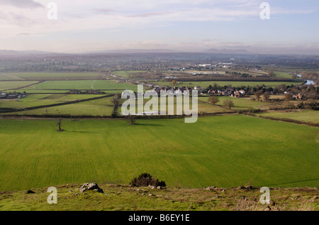 Blick Richtung Shrewsbury von Haughmond Hill, Shropshire, England, UK Stockfoto