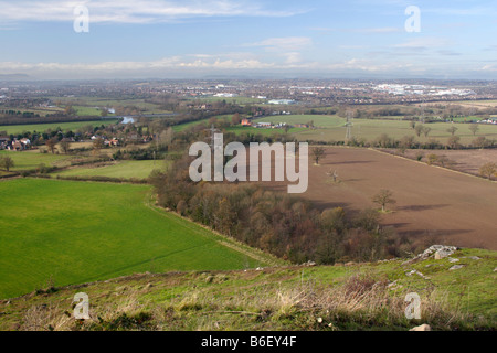 Blick Richtung Shrewsbury von Haughmond Hill, Shropshire, England, UK Stockfoto