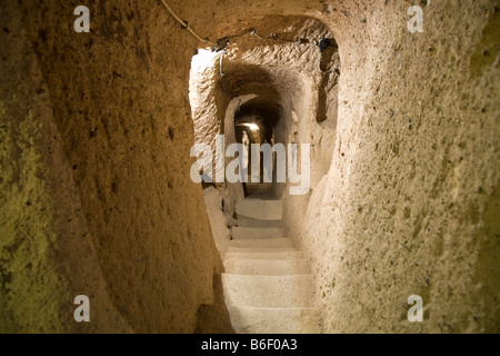 Unterirdische Stadt, Weltkulturerbe, Höhle Wohnungen von Kaymakli, Kappadokien, Zentral-Anatolien, Türkei, Asien Stockfoto