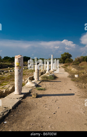 Säulenreihe, römische Ruinen in Side, türkische Riviera, Türkei, Asien Stockfoto