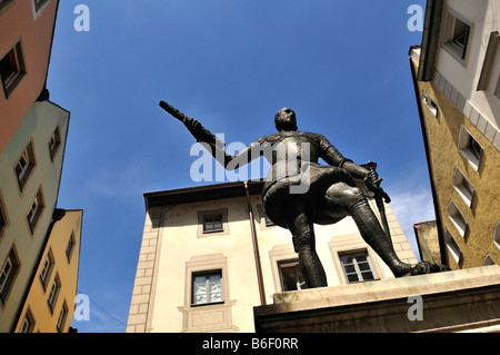 Denkmal des Don Juan von Österreich, Regensburg, Oberpfalz, Bayern, Deutschland, Europa Stockfoto