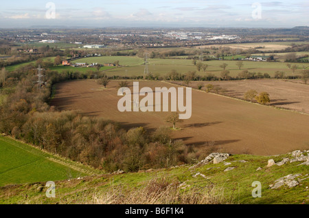 Blick Richtung Shrewsbury von Haughmond Hill, Shropshire, England, UK Stockfoto