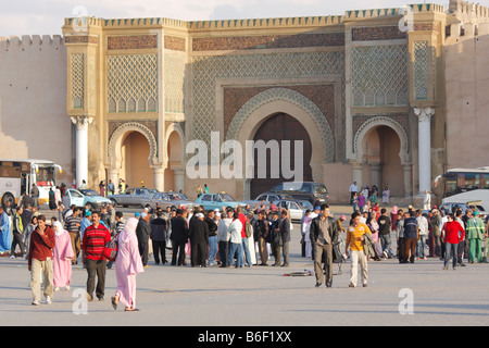 Bab Mansour Gate, Ort el-Hedim, Meknès, Marokko, Afrika Stockfoto