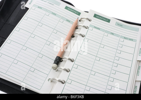 Tasche Organizer und Bleistift Stockfoto