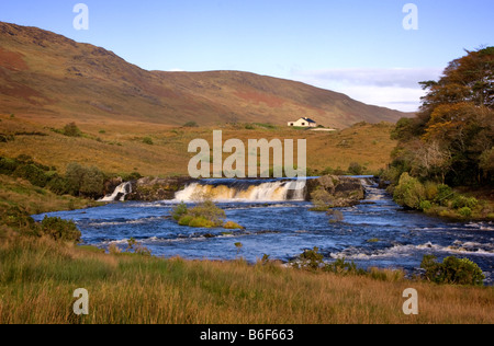 Aasleagh fällt auf Erriff River, County Mayo, Irland Stockfoto