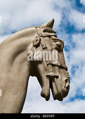 Handgefertigte Skulptur des chinesischen Krieg Pferd, Seattle Washington USA Stockfoto