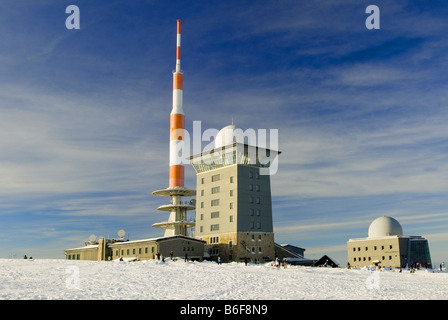 meteorologische Station auf dem Gipfel des Brocken, Deutschland, Harz Stockfoto