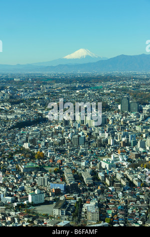 Yokohama Minato Mirai Luftbild in Richtung Mount Fuji Stockfoto