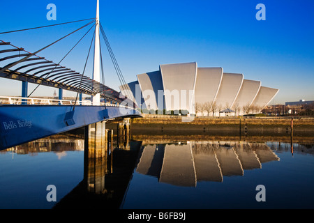 Das Clyde Auditorium lokal bekannt als das Gürteltier und Glocken-Brücke, Glasgow, Schottland. Stockfoto