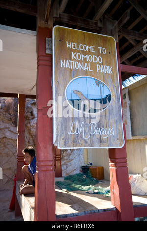 Eingang, Komodo National Park, UNESCO World Heritage Site, Komodo, Indonesien, Südostasien Stockfoto