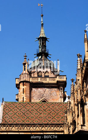 Turm der Kathedrale St. Martin in Colmar, Elsass, Frankreich, Europa Stockfoto