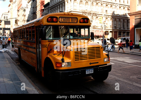 Amerikanischen Schulbus, New York City, USA Stockfoto