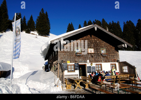 Quengeralm Berghütte, Brauneck, bayrischen Alpen oder Bayerische Alpen, Bayern, Deutschland, Europa Stockfoto