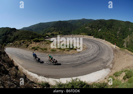 Radfahrer auf Mont Mezenc, Ardèche, Rhônes-Alpes, Frankreich, Europa Stockfoto