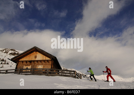 Schneeschuhwanderer auf der Alpe Nemes Alpen, im hoch-Pustertal oder Alto Pustertal, Bozen-Bozen, Dolomiten, Italien, Europa Stockfoto