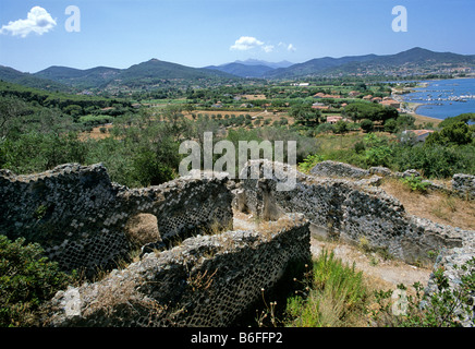 Ruine der Villa Romana Delle Grotte in der Nähe von Portoferraio, Insel Elba, Provinz Livorno, Toskana, Italien, Europa Stockfoto