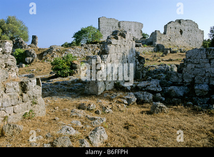 Tempel der Akropolis Cosa auf dem Kapitol, Ansedonia, Provinz Grosseto, Toskana, Italien, Europa Stockfoto