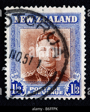 König George VI des Vereinigten Königreichs (1936 – 1952), Briefmarke, Neuseeland Stockfoto