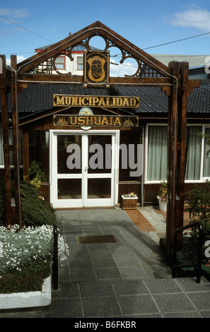 Eingang zur Municipalidad Ushuaia Stockfoto