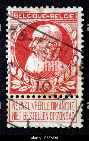 König Leopold II von Belgien (1865 – 1909), Briefmarke, Belgien Stockfoto