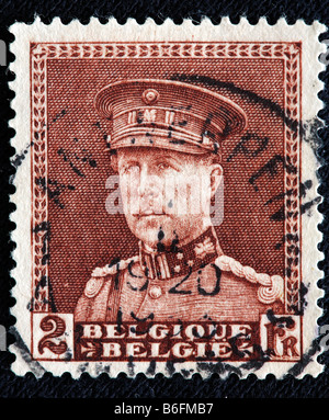 König Albert i. von Belgien (1909-1934), Briefmarke, Belgien Stockfoto