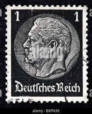 Paul von Hindenburg, Bundespräsident der Bundesrepublik Deutschland (1925-1934), Briefmarke, Deutschland Stockfoto