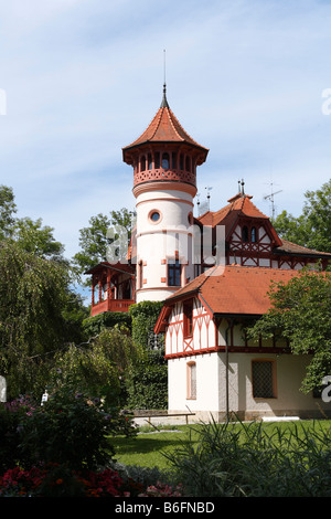 Kurparkschloessl Burg in Herrsching am Ammersee See, Pfaffenwinkel, Fuenfseenland, Oberbayern, Deutschland, Europa Stockfoto