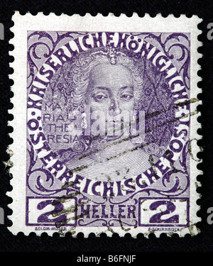 Maria Theresa, heilige römische Kaiserin, Erzherzogin von Österreich, Königin von Ungarn und Böhmen (1740-1780), Briefmarke, Österreich Stockfoto