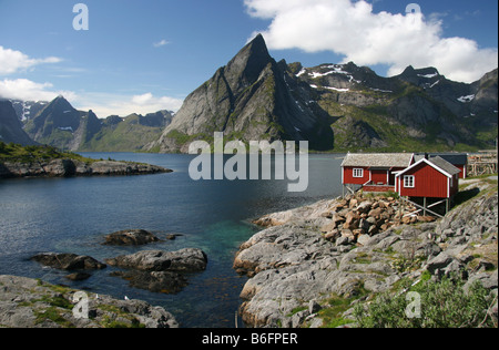 Holzhaus, Hamnoy, Lofoten, Norwegen, Skandinavien, Europa Stockfoto