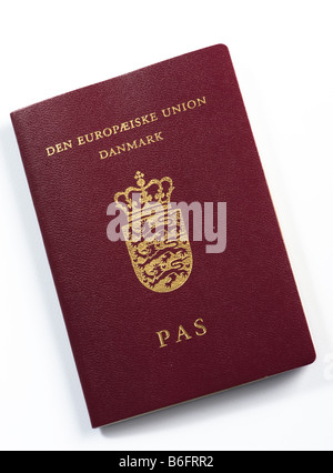 Pass aus Dänemark isoliert auf weiss Stockfoto