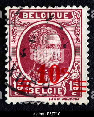 König Albert i. von Belgien (1909-1934), Briefmarke, Belgien Stockfoto