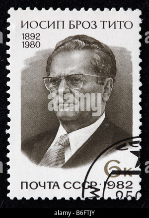 Josip Broz Tito, Präsident von der Sozialistischen Föderativen Republik Jugoslawien (1953 – 1980), Briefmarke, Jugoslawien Stockfoto