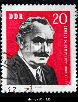 Georgi Dimitrov, bulgarischer Politiker, Premierminister von Bulgarien (1946-1949), Briefmarke, DDR Stockfoto