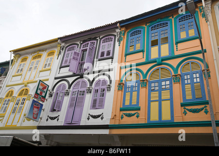 Bunte chinesische Shoplots in Chinatown, Singapur Stockfoto