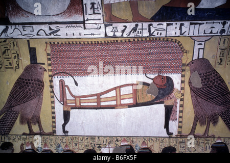 Gemälde im Grab des Sennedjem Sinjin in der Arbeitnehmer Dorf Deir el Medina Ägypten Afrika 19. Dynastie Herrschaft von Ramses II 1290 12 Stockfoto