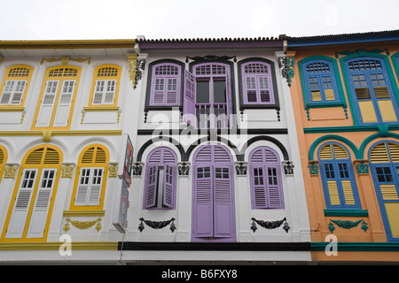 Bunte chinesische Shoplots in Chinatown, Singapur Stockfoto