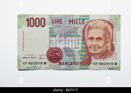 Alte italienische 1000 Lire Banknoten Stockfoto