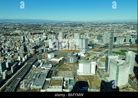 Yokohama Minato Mirai Luftbild Stockfoto