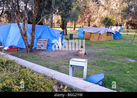 Eingeborene Zelt-Botschaft, Canberra, Australien, auf dem Rasen des Old Parliament House. Stockfoto