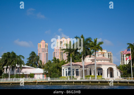 Luxus am Wasser Häuser auf dem Atlantic Intracoastal Waterway in Fort Lauderdale Florida Stockfoto